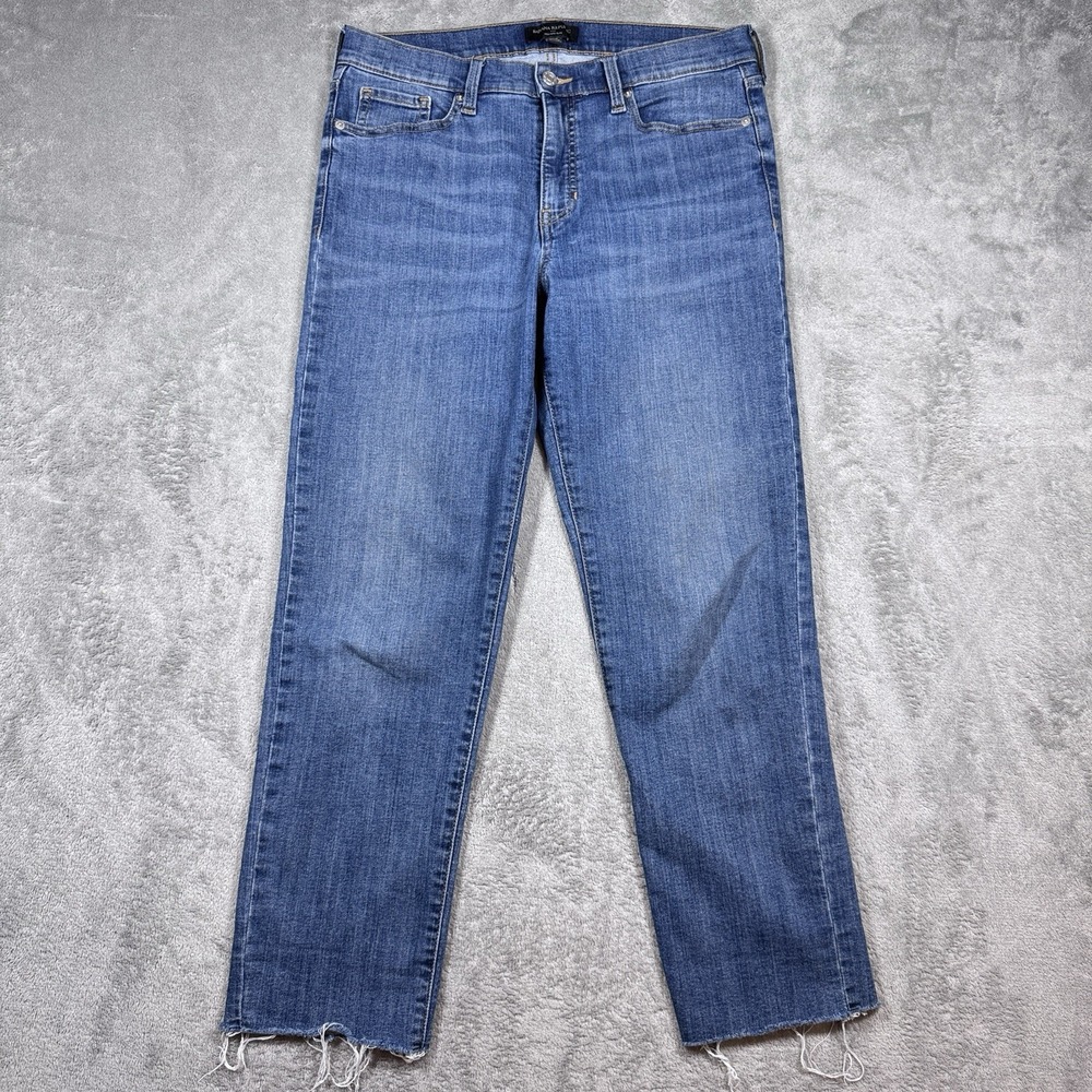 J.Crew Essential Straight Jeans Womens 28 Medium Wash Distressed Raw‎ Hem Denim